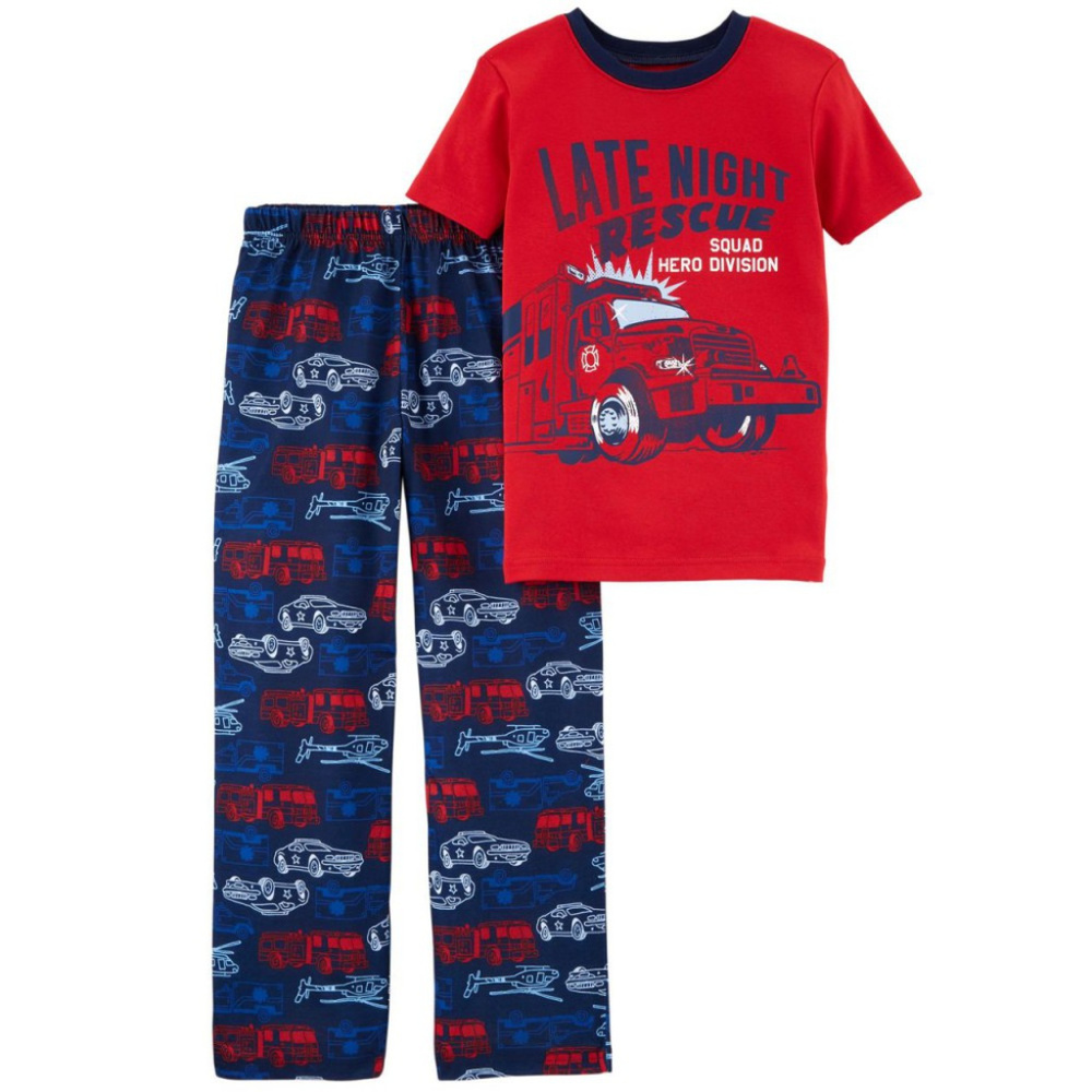 Carter’s Boys 14 Pajama Set Hero Truck Car Red Navy